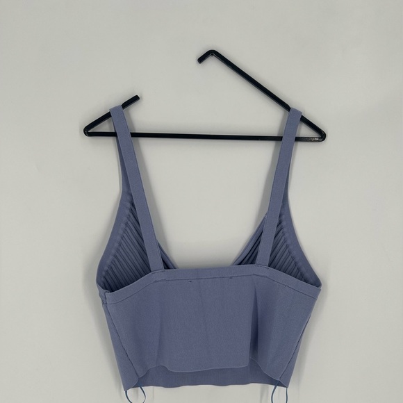 Zara Ribbed Knit Deep V Neck Cropped Tank - Picture 5 of 5